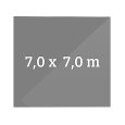 700 x 700 cm, quadratisch